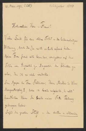Brief an Joseph Dupont, o.D. [Frühjahr 1897]