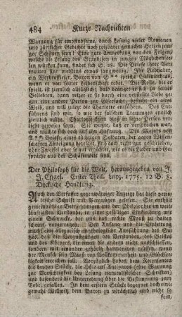 Der Philosoph in der Welt. T.1.