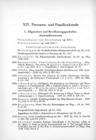 XIV. Personen- und Familienkunde