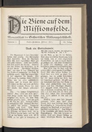 Nummer 2. Berlin-Friedenau, Februar 1915. 82. Jahrg