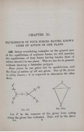 CHAPTER XI. EQUILIBRIUM OF FOUR FORCES HAVING KNOWN LINES OF ACTION IN ONE PLANE.