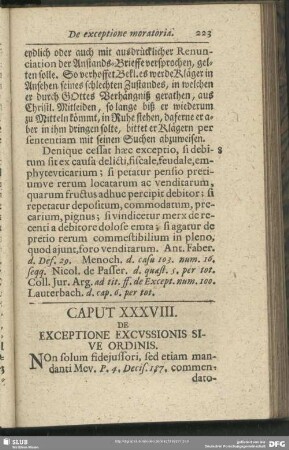 Caput XXXVIII. De Exceptione Excussionis Sive Ordinis