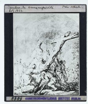 Rembrandt (Umkreis), Kreuzaufrichtung (Zeichnung HdG 1423) (Wien Albertina 9396)