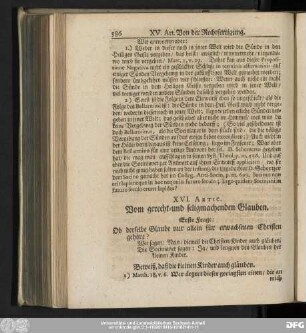 XVI. Artic. Vom gerecht- und seligmachenden Glauben.