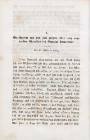 464-468 Ein Excerpt aus dem zum größten Theil noch ungedruckten Chronikon des Georgius Hamartolus