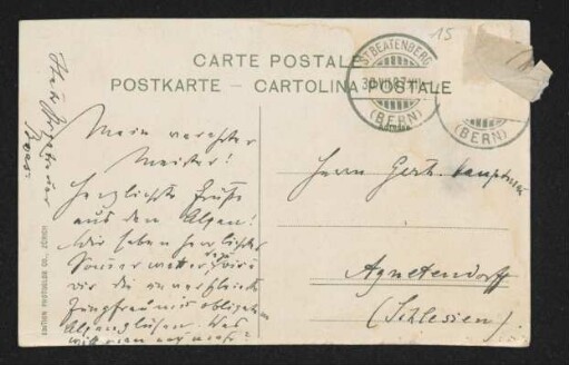 Brief von Ismar Boas an Gerhart Hauptmann