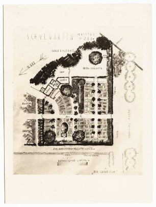 Ausstellungsgarten Jubiläums-Gartenbau-Ausstellung 1926, Dresden: Schulgarten: Grundriss 1:200