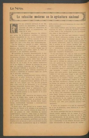 La selección moderna en la agricultura nacional