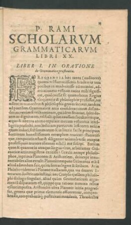 P. Rami Scholarum Grammaticarum Libri XX.