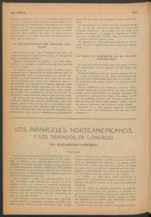 Los aranceles norteamericanos y los tratados de comercio