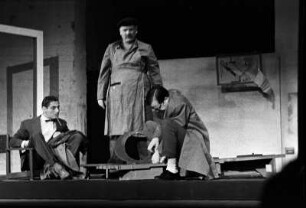 Szenenbilder aus "Noch zehn Minuten bis Buffalo" von Günter Grass und "Die große Wut des Philipp Hotz", Schwank von Max Frisch. Werkstatt Schillertheater Berlin, 1959