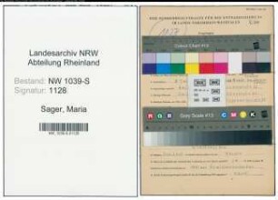 Entnazifizierung Maria Sager , geb. 08.07.1902 ()