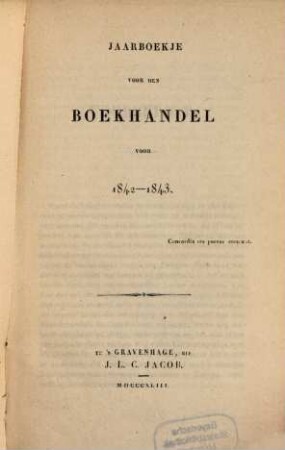 Jaarboekje voor den boekhandel. 1842/43