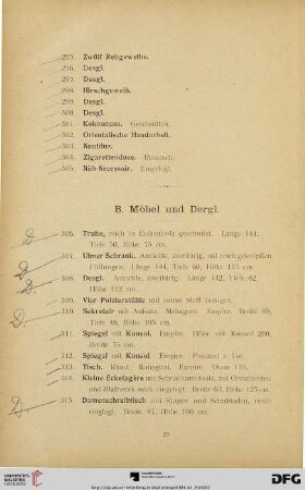 B. Möbel und Dergl. (Nr. 306-352)