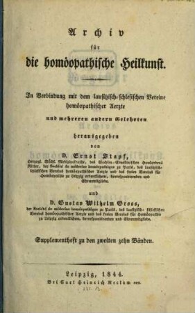 Archiv für die homöopathische Heilkunst. [20,a]. 1844