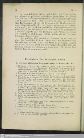 Verzeichnis der benutzten Akten