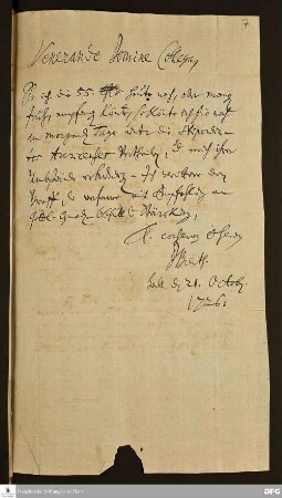 Brief von Joachim Just Breithaupt an August Hermann Francke.