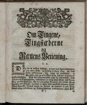Om Tingene, Tinstoederne og Roettens Betiening.