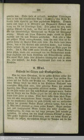 2. Mai. Schlacht bei Lützen und Grossgörschen
