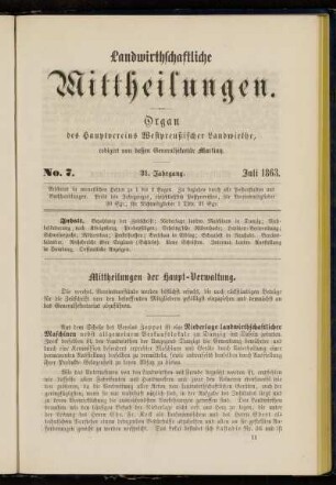 No. 7. 31. Jahrgang. Juli 1863.