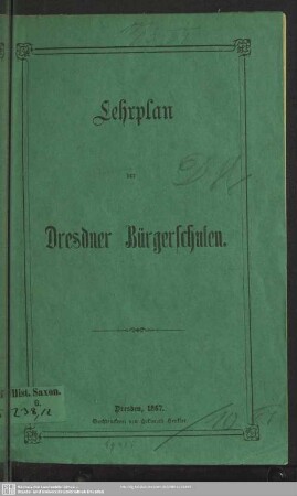Lehrplan der Dresdner Bürgerschulen