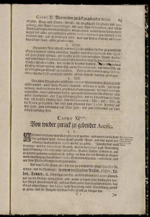 Caput XI. Von wieder zurück zu gebender Accise.