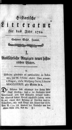 Sechstes Stück, Junius.