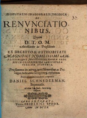 Disp. inaug. iur. de renunciationibus