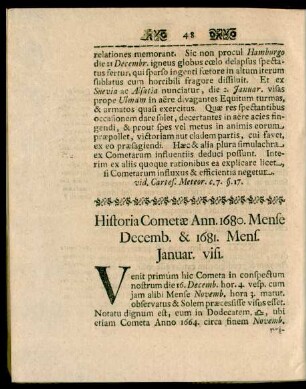 Historia Cometae Ann. 1680. Mense Decemb. & 1681. Mens. Januar. visi