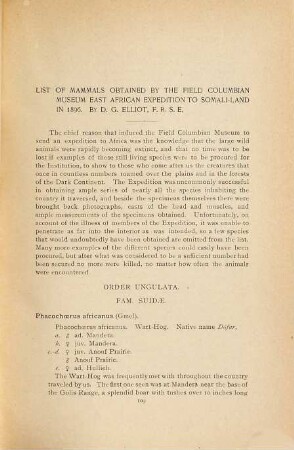 List of mammals from Somali-Land obtained by the museum's East African expedition