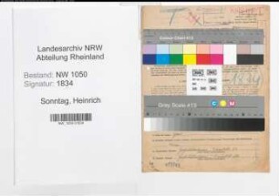 Entnazifizierung Heinrich Sonntag , geb. 18.08.1897 (Postwart)