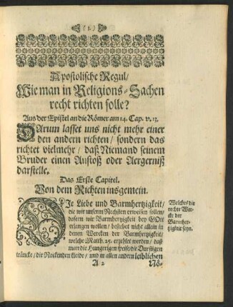 Das Erste Capitel. Von dem Richten insgemein.