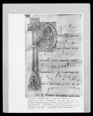 Missale monasticum — Initiale P (uer natus est), Folio 8 recto