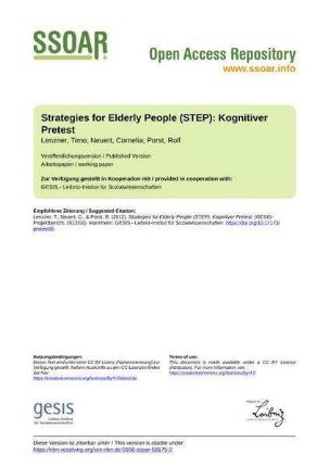 Strategies for Elderly People (STEP): Kognitiver Pretest