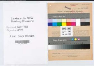 Entnazifizierung Franz Heinrich Lizan, geb. 14.09.1899 (Vertreter)