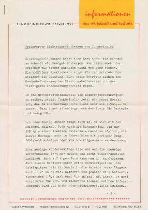 Elektrogabelhubwagen "Ameise Junior" der Jungheinrich AG