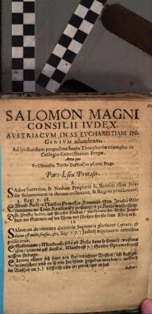 Salomon magni consilii iudex : [Periocha]