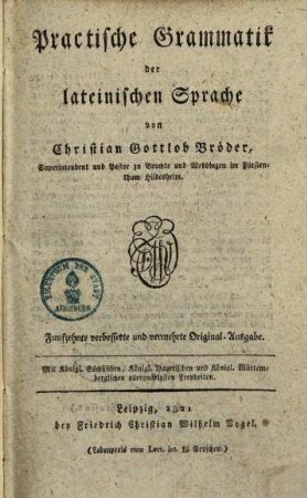 Practische Grammatik der lateinischen Sprache