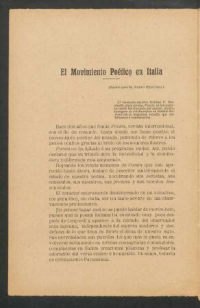 El movimiento poético en Italia