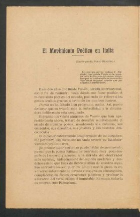 El movimiento poético en Italia