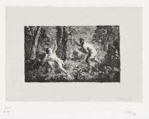 Nymphe von einem Satyr überrascht