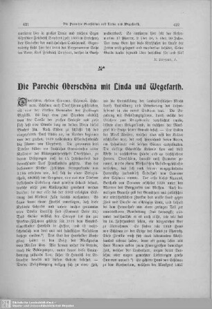 Die Parochie Oberschöna mit Linda und Wegefarth