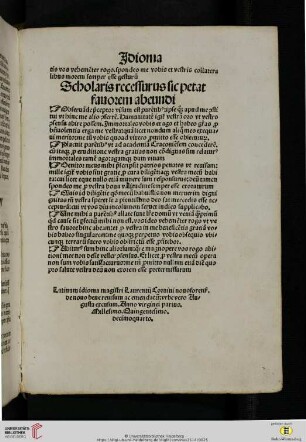Scholaris recessurus sic petat fauorem abeundi