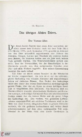 III. Kapitel: Die übrigen Altäre Dürrs