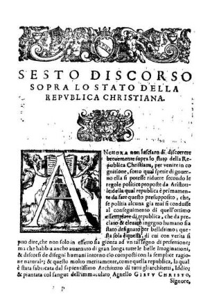 Sesto Discorso Sopra Lo Stato Della Repvblica Christiana.