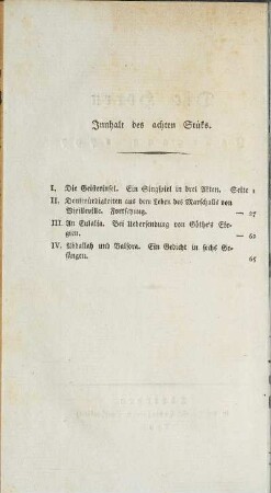 Innhalt des achten Stüks.