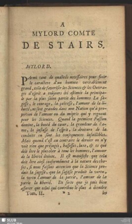 A Mylord Comte De Stairs