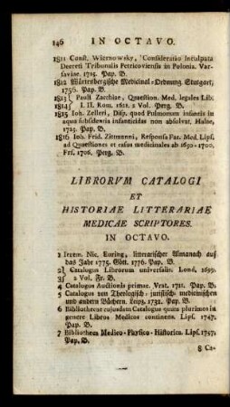 Librorum Catalogi Et Historiae Litterariae Medicae Scriptores