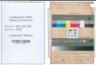 Entnazifizierung Wilhelm Lindemann , geb. 11.06.1886 ()