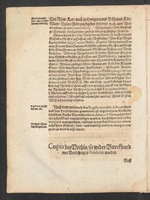 Copia des Urthls/ so wieder Burckhard von Berlichingen Publicirt worden.